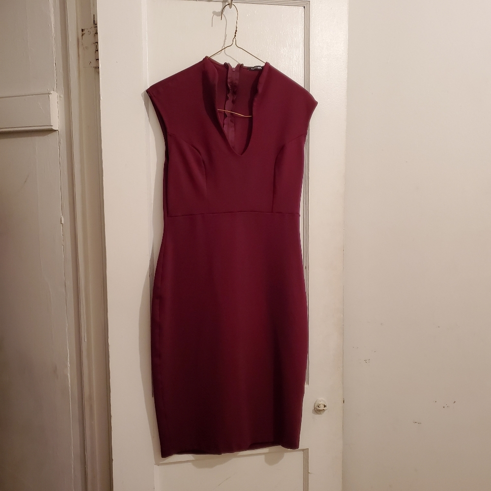 Fashion Nova Burgundy Fitted Dress